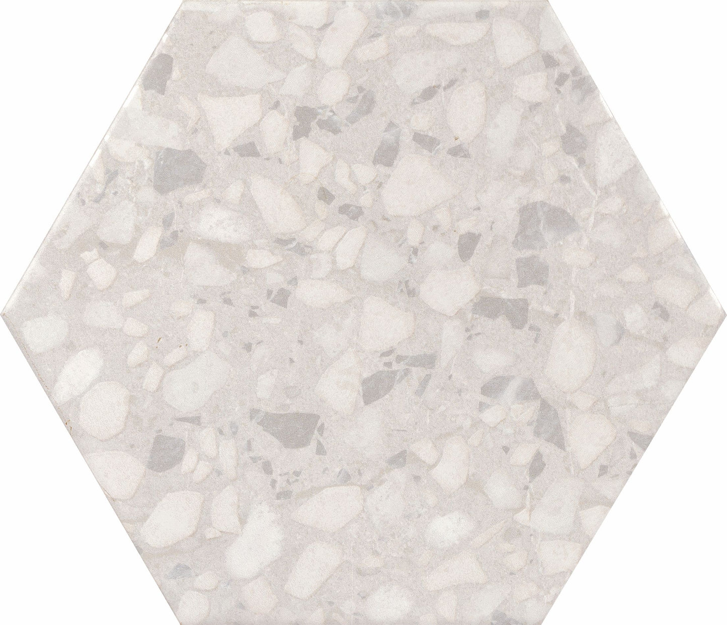 9x10 Hexagon White Terrazzo porcelain tile - Industry Tile