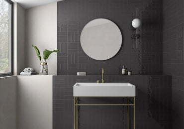 2.5x8 Tribeca Black Gloss porcelain tile - Industry Tile