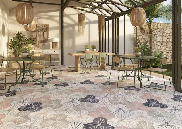 9x10 Palm Bay hexagon Light Grey porcelain tile - Industry Tile