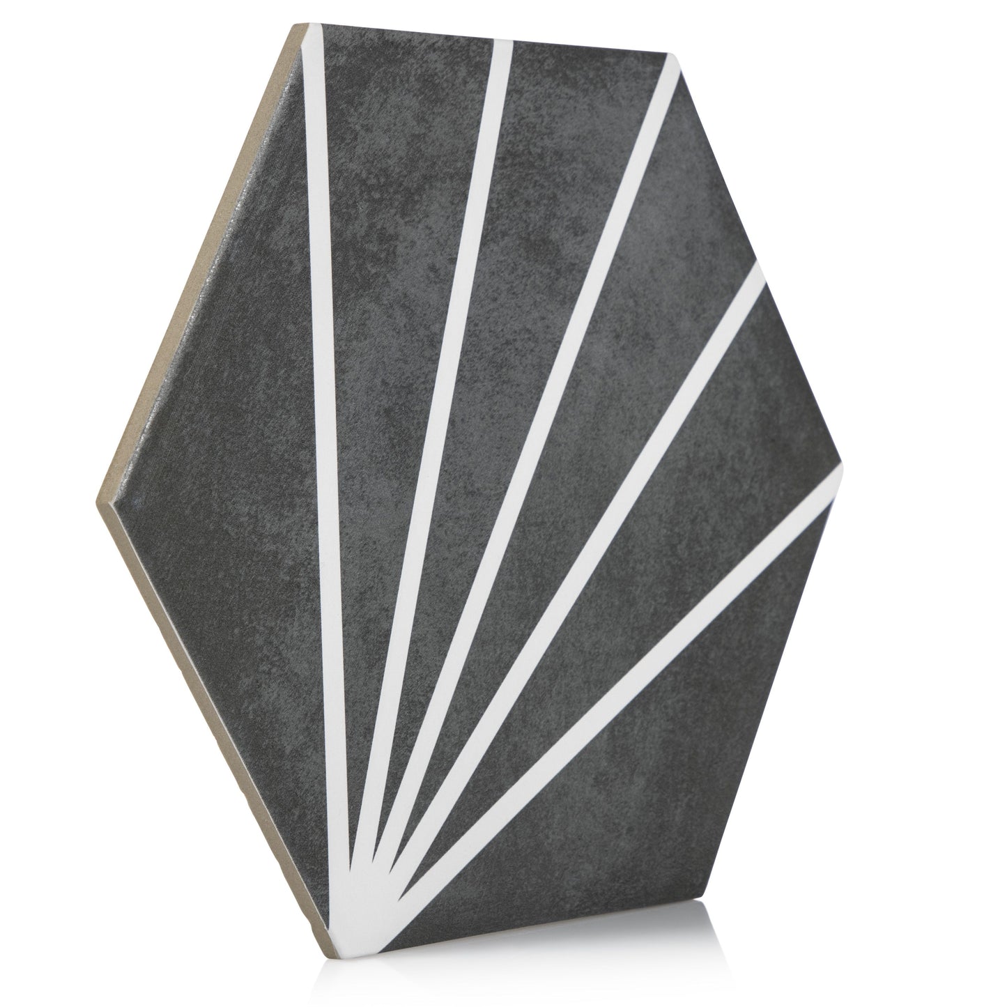 9x10 Palm Bay hexagon Dark Black porcelain tile - Industry Tile