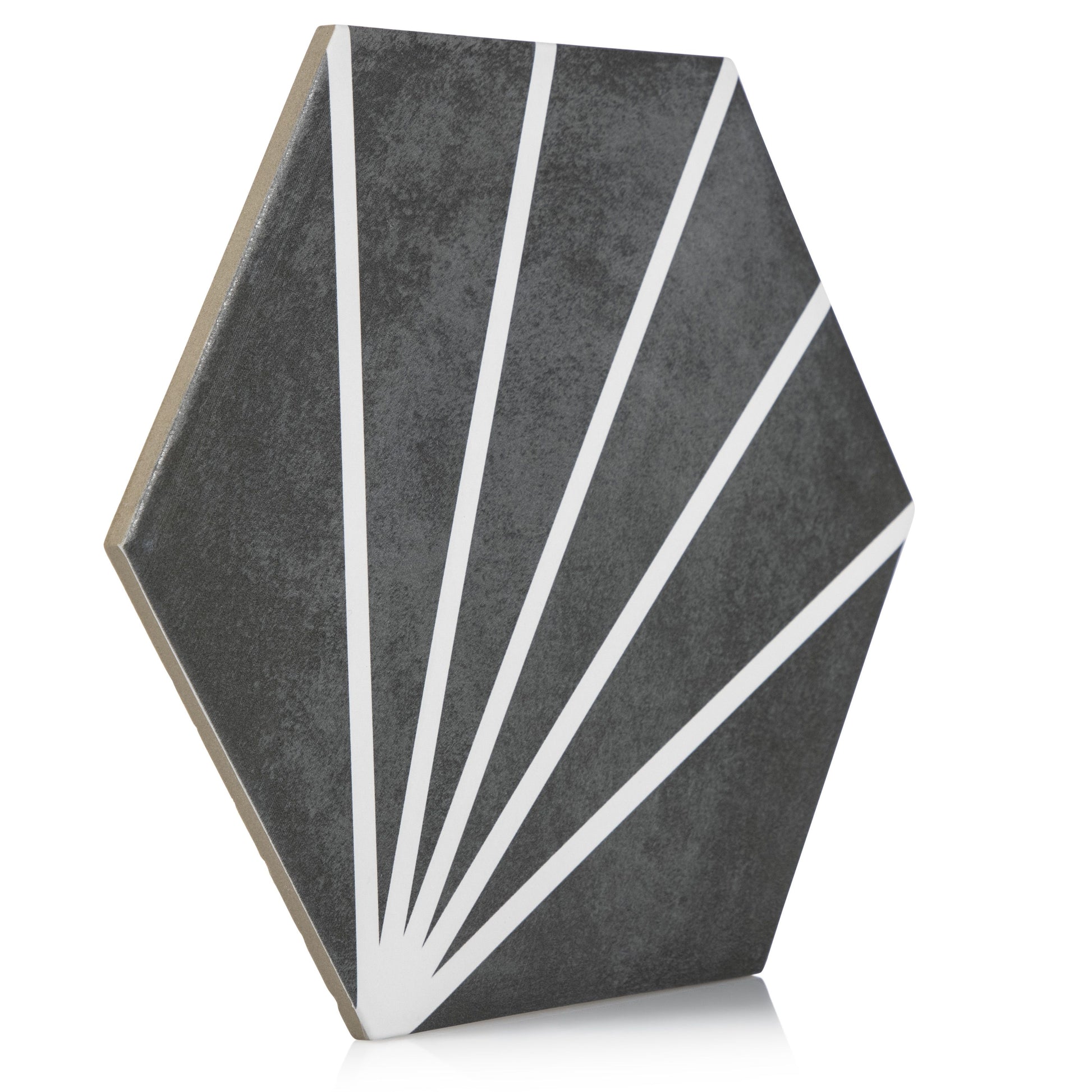 9x10 Palm Bay hexagon Dark Black porcelain tile - Industry Tile