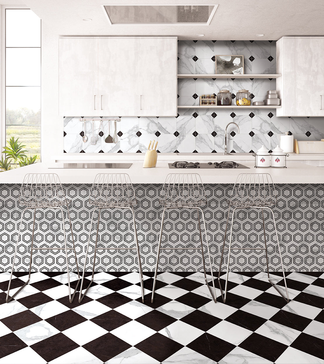 9x9 Charmed Statuario base field porcelain tile - Industry Tile