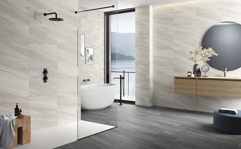 24x48 Quartzite Beige matte porcelain tile (made in USA) - Industry Tile