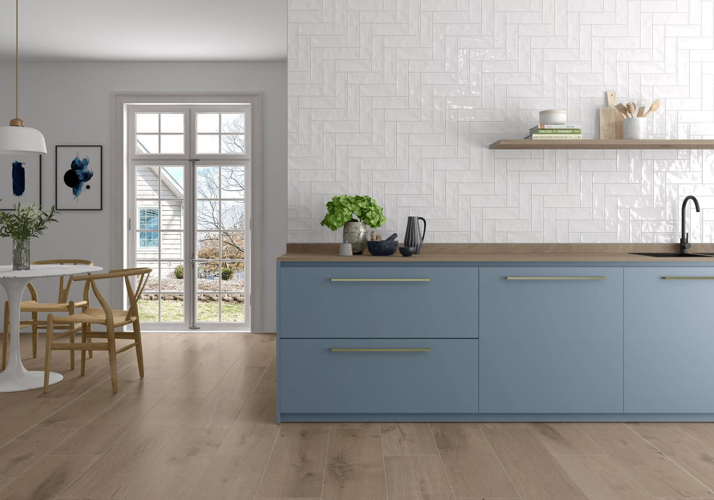 2.5x8 Tribeca White Gloss porcelain tile - Industry Tile