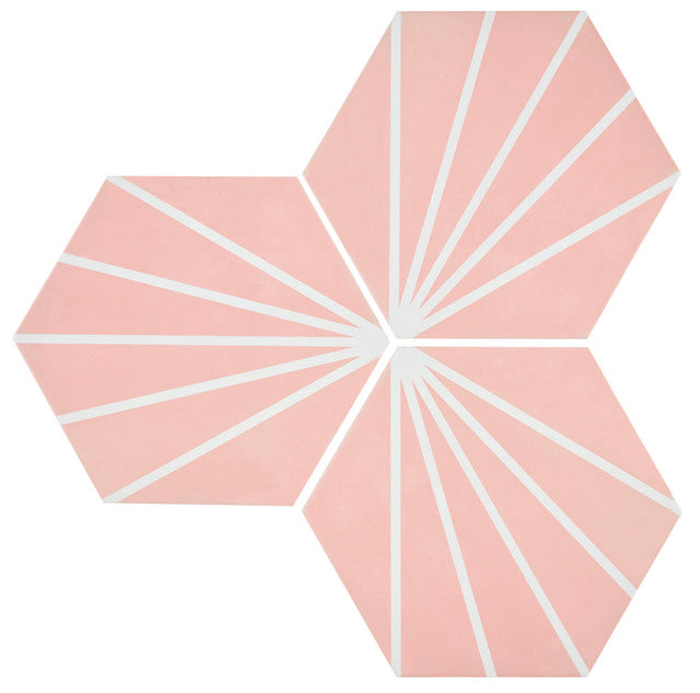 9x10 Palm Bay hexagon Dark Pink porcelain tile - Industry Tile