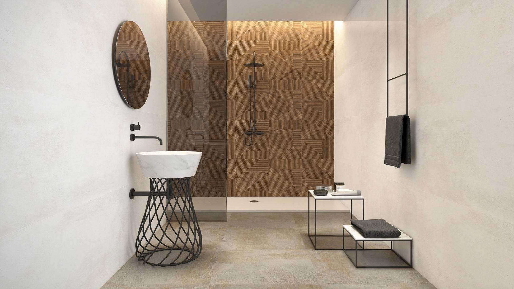 24x48 Designer 3d wood look porcelain tile - Noce - Industry Tile