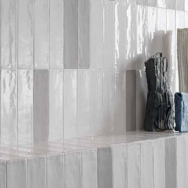 2x10 Modern Brick White Gloss porcelain tile - Industry Tile