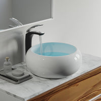 Bathroom Ceramic Vessel Sink - White Gloss - 15" Round