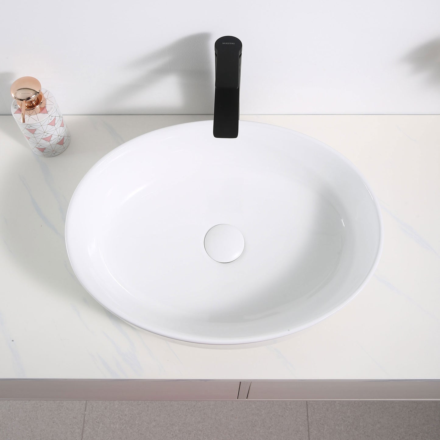 Bathroom Ceramic Oval Vessel Sink - 20" - White Gloss