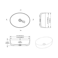 Bathroom Ceramic Oval Vessel Sink - 20" - White Gloss