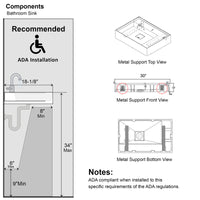 Wall Mounted Double ADA Bathroom Sink - White - 30"