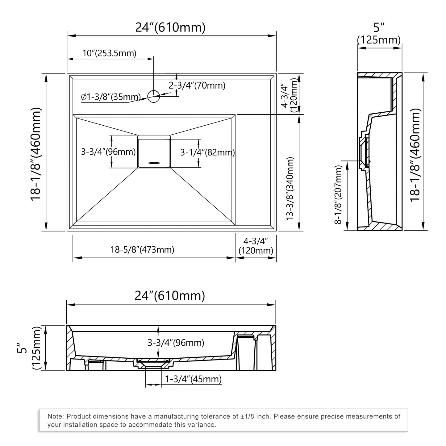 Wall Mounted Double ADA Bathroom Sink - White - 24"