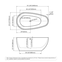 Freestanding Acrylic Oval Bathtub 55.13"x29.5"