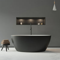 Freestanding Acrylic Oval Bathtub 59"x29.5" - Matte Black