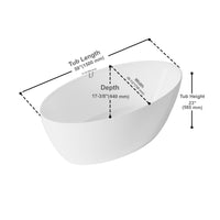 Freestanding Acrylic Oval Bathtub 59"x29.5" - White