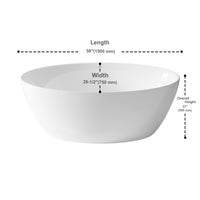 Freestanding Acrylic Oval Bathtub 59"x29.5" - White