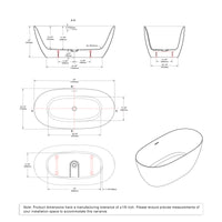 Freestanding Acrylic Oval Bathtub 59"x29.5" - White