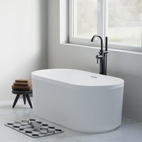 Freestanding Fluted Acrylic Oval Bathtub - White