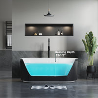 Freestanding Fluted Acrylic Oval Bathtub - Matte Black