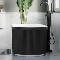 Freestanding Fluted Acrylic Oval Bathtub - Matte Black