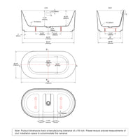 Freestanding Fluted Acrylic Oval Bathtub - White