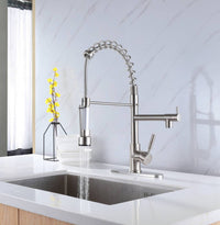 Brushed nickel High Arc brass Kitchen Sink Faucet Pull Down metal Spray with deck plate and lock ring