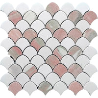 Vellora Rosé Thassos Scallop Polished Natural Stone Mosaic Tile