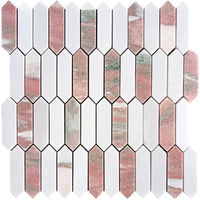 Vellora Rosé Thassos Picket Polished Natural Stone Mosaic Tile
