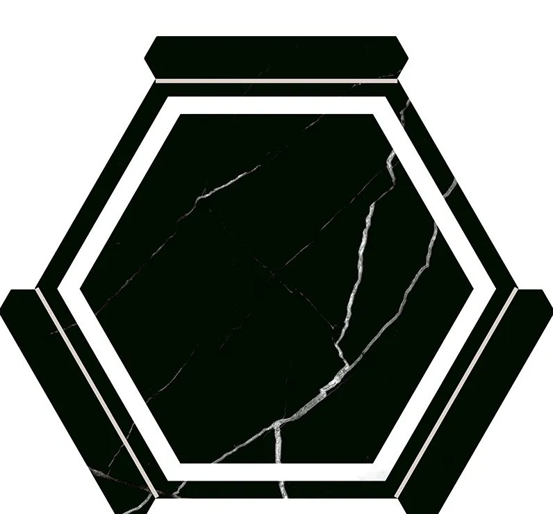 Hexelle Black Marble Night Matte Porcelain Hexagon Tile – 8.66x9.84