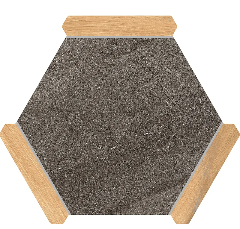 Hexelle Grafito Black & Wood Look Matte Porcelain Hexagon Tile – 8.66x9.84