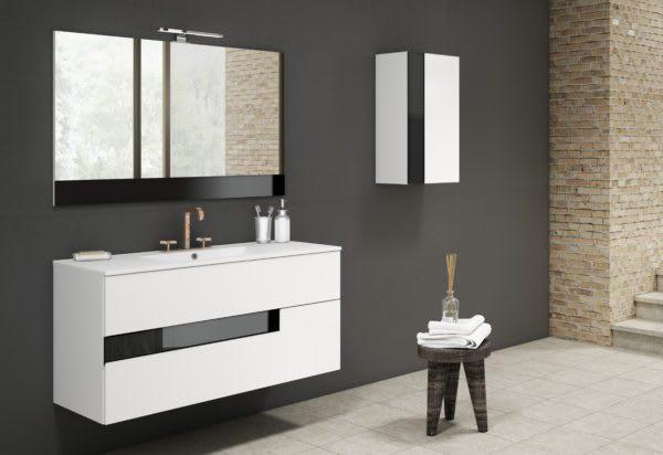 Vision White w/ Black 24" W x 18" D Bath Vanity with White Ceramic Vanity Top and Sink - Industry Tile