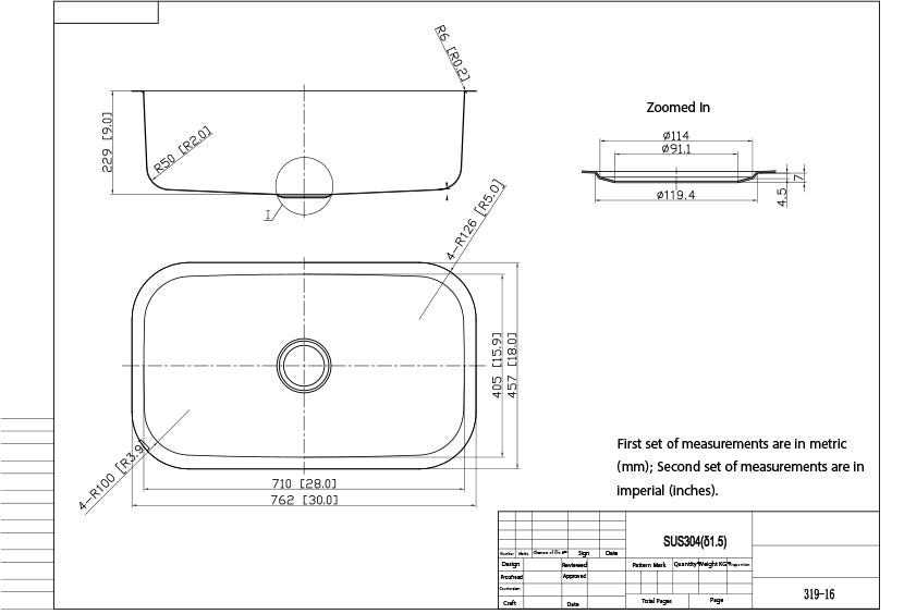 Stainless Steel Sink (Single Bowl)