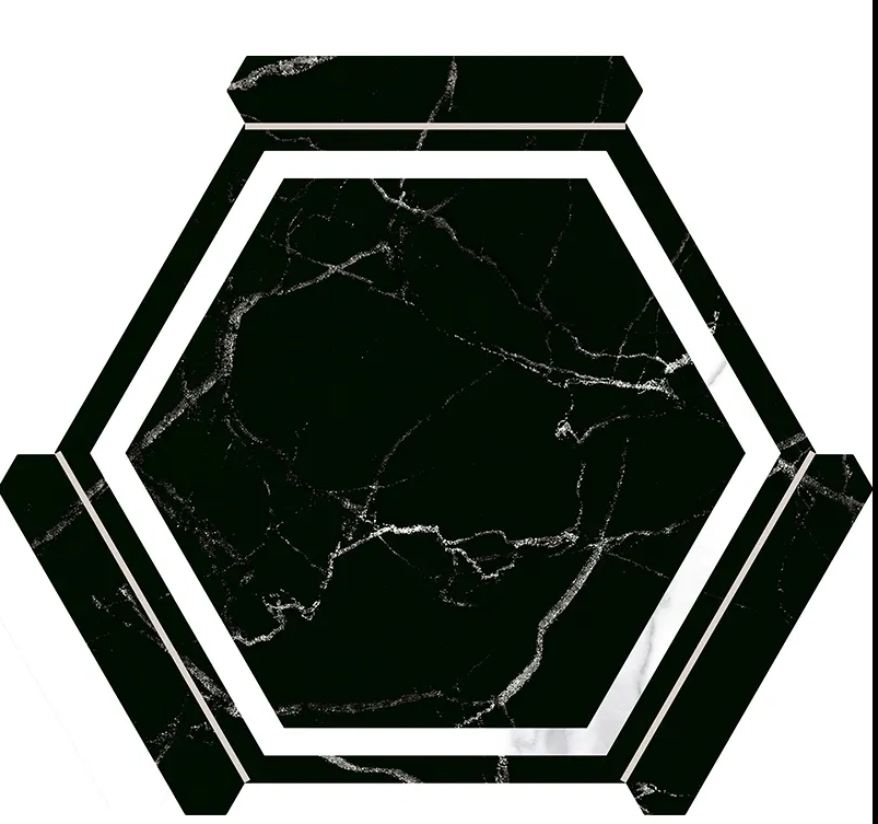 Hexelle Black Marble Night Matte Porcelain Hexagon Tile – 8.66x9.84