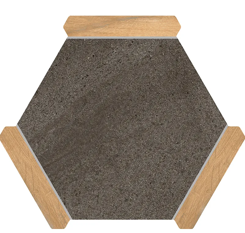 Hexelle Grafito Black & Wood Look Matte Porcelain Hexagon Tile – 8.66x9.84