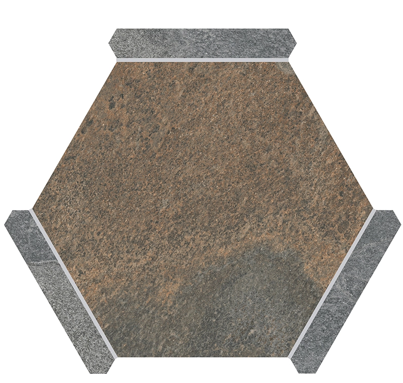 Hexelle Oxido Rust & Gray Matte Porcelain Hexagon Tile – 8.66x9.84