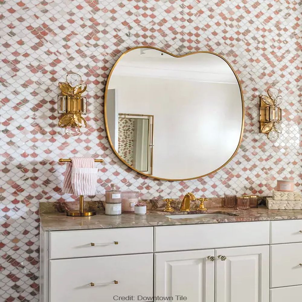 Vellora Rosé Thassos Scallop Polished Natural Stone Mosaic Tile