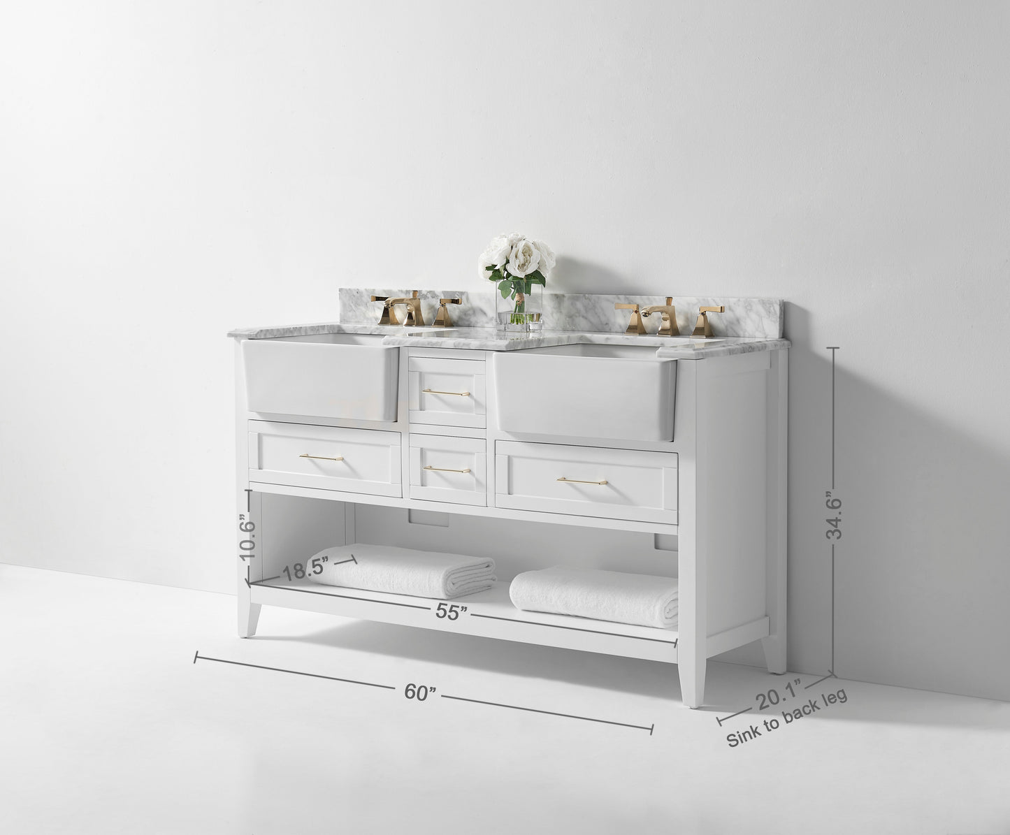 Hayley Bathroom Vanity with Sink and Carrara White Marble Top Cabinet Set