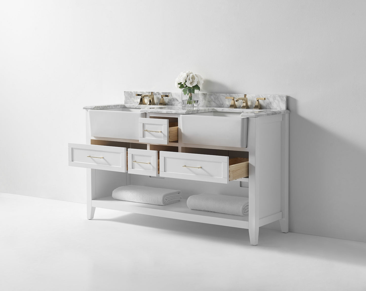 Hayley Bathroom Vanity with Sink and Carrara White Marble Top Cabinet Set