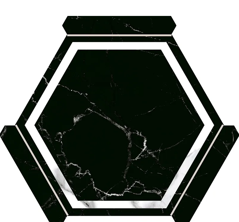 Hexelle Black Marble Night Matte Porcelain Hexagon Tile – 8.66x9.84