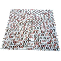 Vellora Rosé Thassos Penny Round Polished Natural Stone Mosaic Tile