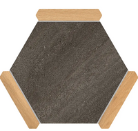 Hexelle Grafito Black & Wood Look Matte Porcelain Hexagon Tile – 8.66x9.84