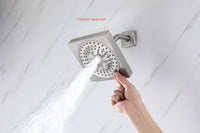 12-Inch Flush-Mount Brushed Nickel Thermostatic Shower Faucet:3-Way Control, 64-Color LED, Bluetooth Music, and Regular Head