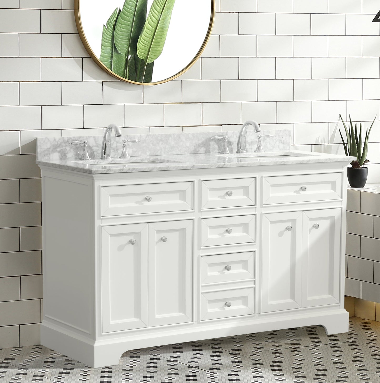 South Bay 55" Bathroom Vanity White