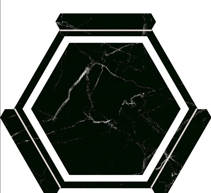 Hexelle Black Marble Night Matte Porcelain Hexagon Tile – 8.66x9.84