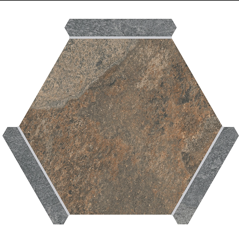 Hexelle Oxido Rust & Gray Matte Porcelain Hexagon Tile – 8.66x9.84
