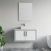 Fluted Ceramic Vessel Sink -White Gloss Square -16"x16"x5"