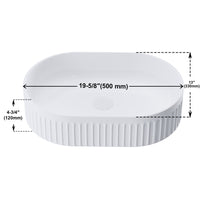 Fluted Ceramic Vessel Sink - Gloss White Oval - 20"x13"x5"