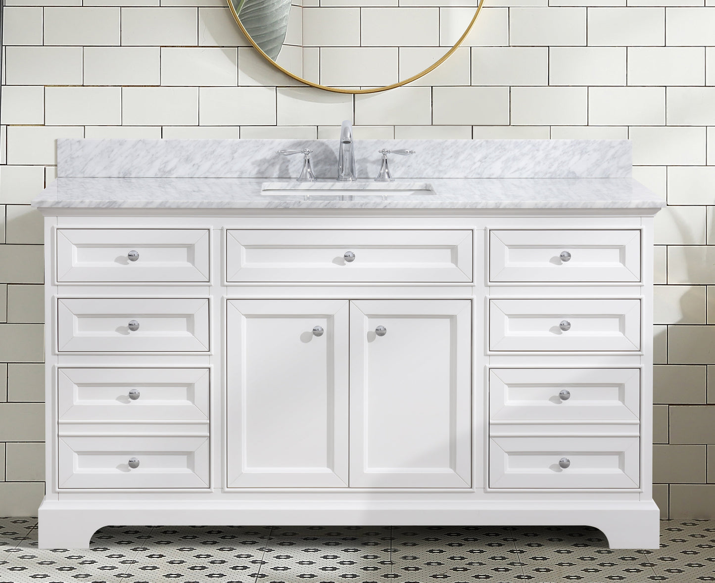 South Bay Single Sink 60" Bathroom Vanity White