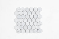 Carrara Super White 2" Hexagon Mosaic Matte