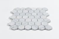 Carrara Super White 2" Hexagon Mosaic Matte